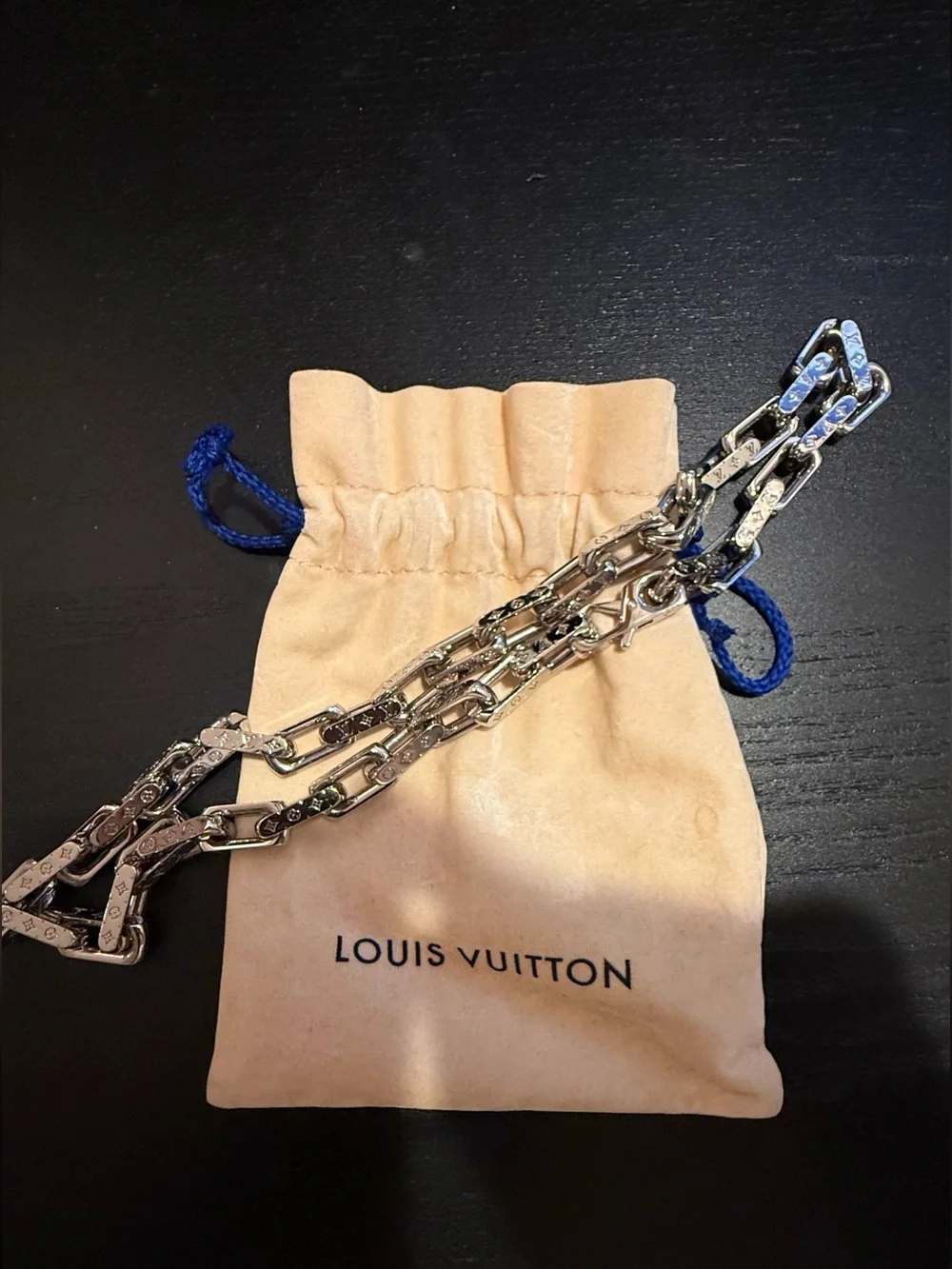 Louis Vuitton Silver Monogram Chain Necklace
